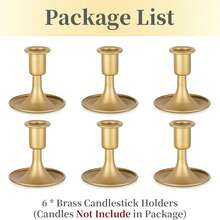 Gold Taper Candle Holder Set Of 2/6/12, Short Skinny Brass Candlestick Holders, Vintage Small Low Metal Candles Sticks For Wedding Centerpieces Christmas Birthday Party Holiday Dinning Table Decor