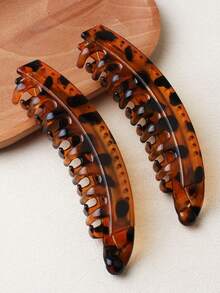 2 pezzi Fermagli per capelli casual con stampa leopardata, eleganti fermagli a banana, accessori per capelli vintage, fermagli a pinza per coda di cavallo, fermagli per capelli