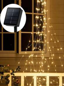 1 Stück 3M/9,8FT/300 LEDs Wasserfall Lichterkette, Outdoor Lichterkette, Solar Energie Feenlichter/USB Feenlichter, LED Glühwürmchen Lichterkette, 8 Modi, hängende Lichterketten, für Schlafzimmer, Wohnheim, Terrasse, Party, Innenbereich, Hochzeit, Garten, Festivaldekorationen, 100 LED/200 LED/300 LED Glühwürmchen Lichterbündel