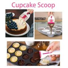4-In-1 Baking Tool Set – Silicone Cake Spatula & Batter Spoon With Paper Cup Pusher & Chocolate Sauce Measurer (Heat-Resistant) - 1pcs - View 1