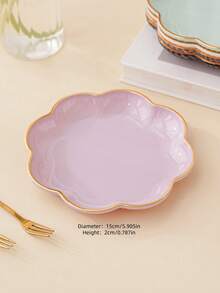 3pcs Novelty Luxury Gilded Floral Design Multi-Purpose Small Trays, Cake/Dessert Plates, Suitable For Halloween, Christmas And Holiday Celebrations