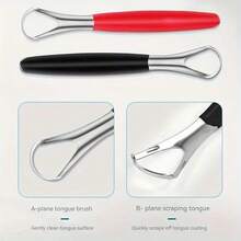 1/2pcs Stainless Steel Small Opening Tongue Scraper,Tongue Coating Cleaner To Clean Oral Tongue Coating And Eliminate Bad Breath - Multicolor - View 5