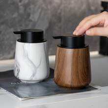 1个340毫升创意宽口时尚纹理陶瓷乳液瓶皂液器可重复灌装泵瓶，适用于液体皂、洗手液、厨房清洁剂、浴室乳液，也可用于酒店、民宿、厨房、水槽等场所。 - 彩色 - 查看 6