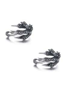 1 pieza Anillo abierto de garras de águila punk vintage, anillo de declaración fresco y versátil para hombres, regalo para el Día del Padre o graduación - anillo - Ver 6