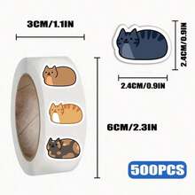SCXXBSW 500 Sheets/Roll, Cat Poop Poop Fun Cartoon Exquisite Roll Stickers DIY Decoration Guitar Notebook Skateboard Stickers - Multicolor - View 2