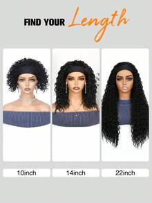Water Wave Headband Wigs Synthetic Put-On & Go Curly Wave Synthetic Wig With Head Band Affordable For Women Daily Use Natural Black Color For Daily Party , Halloween, Cosplay,Christmas, Parties, Etc.