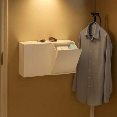 Supernic Wall Mounted Storage Box With Flip Lid Large Capacity Organizer For Bathroom Kitchen Office Holds Cotton Swabs Floss Tissues Makeup Pads Space-Saving No-Drill Installation White