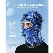 Distressed Ski Mask Balaclava Fluffy Knitted Warm Windproof Full Face Mask For Men/Women - D-08 - View 6