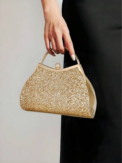 After Work Lightweight Business Casual Sequin Decor Handbag, Perfect Bridal Clutch Suitable For Weddings, Galas And Evening Events, Dinner Bag. Sparkling, Elegant, Refined, Discreetly Luxurious Crystal Design, Ideal For Party Girls, Ladies And Brides, Perfect For Parties, Dinners/Banquets And Galas.