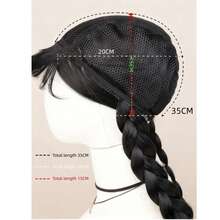 1 件时尚编织假发带刘海，高温纤维黑色编织假发，全头假发，适合化装舞会 - 黑色 - 查看 4