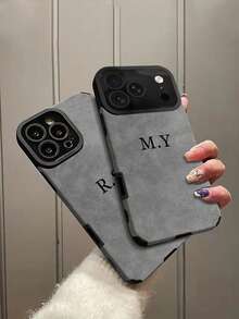 1pc Customizable DIY Name Monogram Phone Case, Compatible With Apple, Made Of Soft PU Leather, Shock-Proof, Scratch-Resistant, Fingerprint-Proof, Soft TPU Full Coverage Case, An Ideal Personalized Phone Case Gift For Companion, Partner, Family Member, Best Friend, Birthday Or Anniversary,Boyfriend,Girlfriend,Family,Friends,Grandparents,Couple