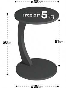 sugodesign Couchtisch mit Rollen, Kleiner Beistelltisch C Form, Beistelltisch Couch, stylischer Sofatisch in schöner Nussbaum Holz Optik, runder Ablagetisch ideal für Couch und Wohnzimmer, C Form