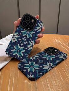 1 pieza Funda de teléfono de invierno de alta calidad con diseño de rayas y copos de nieve, hecha de piel sintética antiarañazos y antihuellas, a prueba de golpes, compatible con Apple y otros modelos, gran regalo para amigos, familia, parejas, cumpleaños, festividades