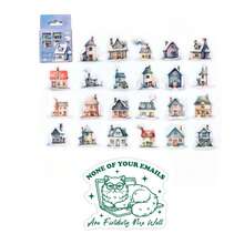 46 hojas/caja Pegatinas de acuarela de la serie de casas pequeñas con estilo de arte retro que se pueden combinar libremente. Material de PET para botellas de agua, equipaje, diarios, portátiles y decoración diaria. También se pueden usar como regalos para fiestas.