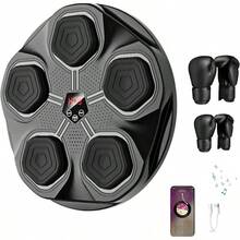 Maquina de Boxeo Musical con 2 Pares de Guantes,Musical Boxing Machine Recargable Bluetooth,Diseño Antirruido,Ajuste de 9 Velocidades,Box Musical de Pared para Adultos,Niños,Interior,Gimnasio - A - Ver 12