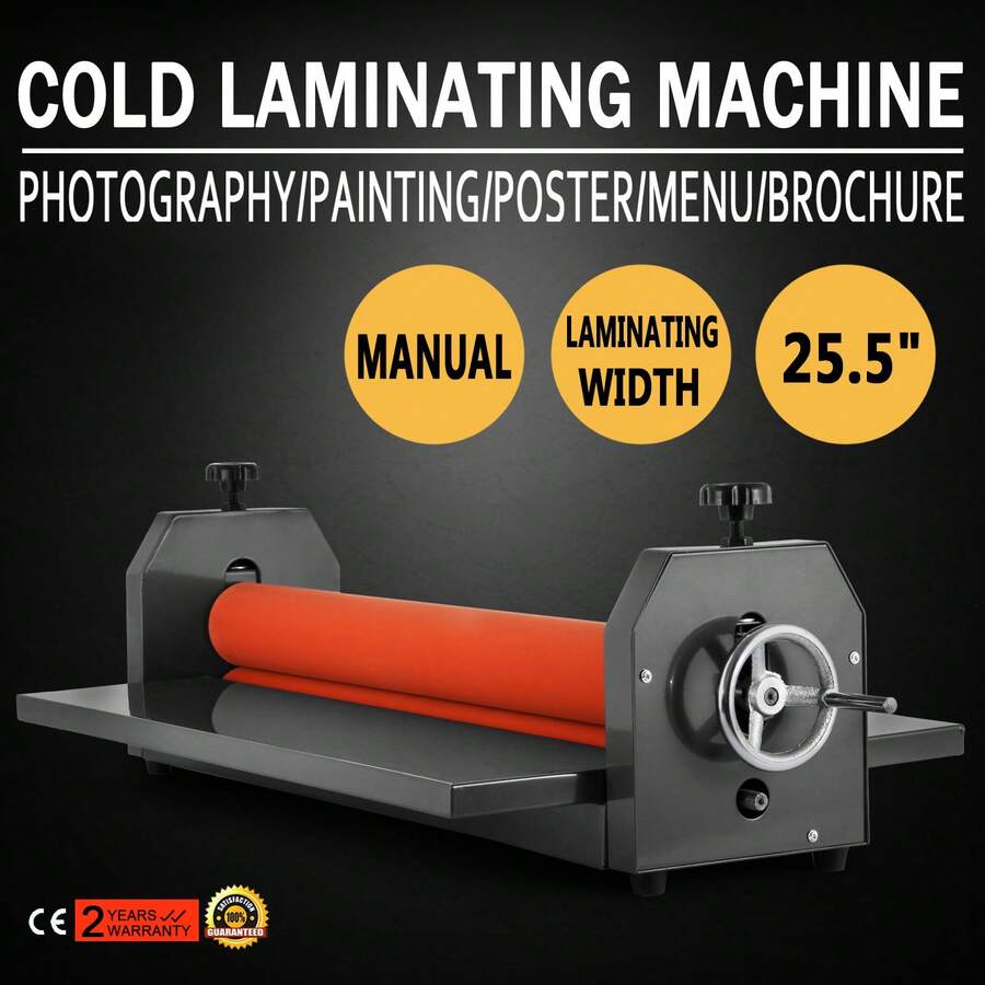 Laminadora manual en rollo en frío de 25 pulgadas, 1,18 pulgadas de espesor, máquina laminadora de rollo plegable, laminadora de montaje de película fotográfica de vinilo para usos profesionales comerciales (ancho máximo de película de 25 pulgadas) - 25 pulgadas - Ver 1