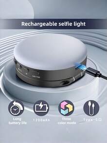 Luz LED compacta portátil con clip para fotografía de acción - 3 modos de iluminación, brillo y ángulo ajustables, interfaz USB, adecuada para computadora portátil/teléfono móvil/tableta/videollamada/maquillaje, apta para selfies y transmisión en vivo, luz portátil