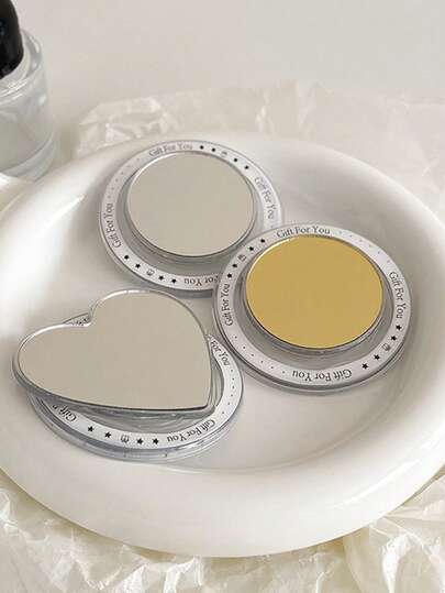 1个极简磁吸式镜面滑动手机支架，心形/圆形可伸缩便携式化妆镜支架