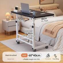 Black/Multifunctional Standing Desk, Height Adjustable 23.62"-35.43", Mobile Computer Table With Universal Wheels, Stable And Comfortable, Easy To Install, Convenient Study Table Suitable For Home Office, Sofa, Study Workspace, Spacesaving Furniture - màu đen - Xem 6