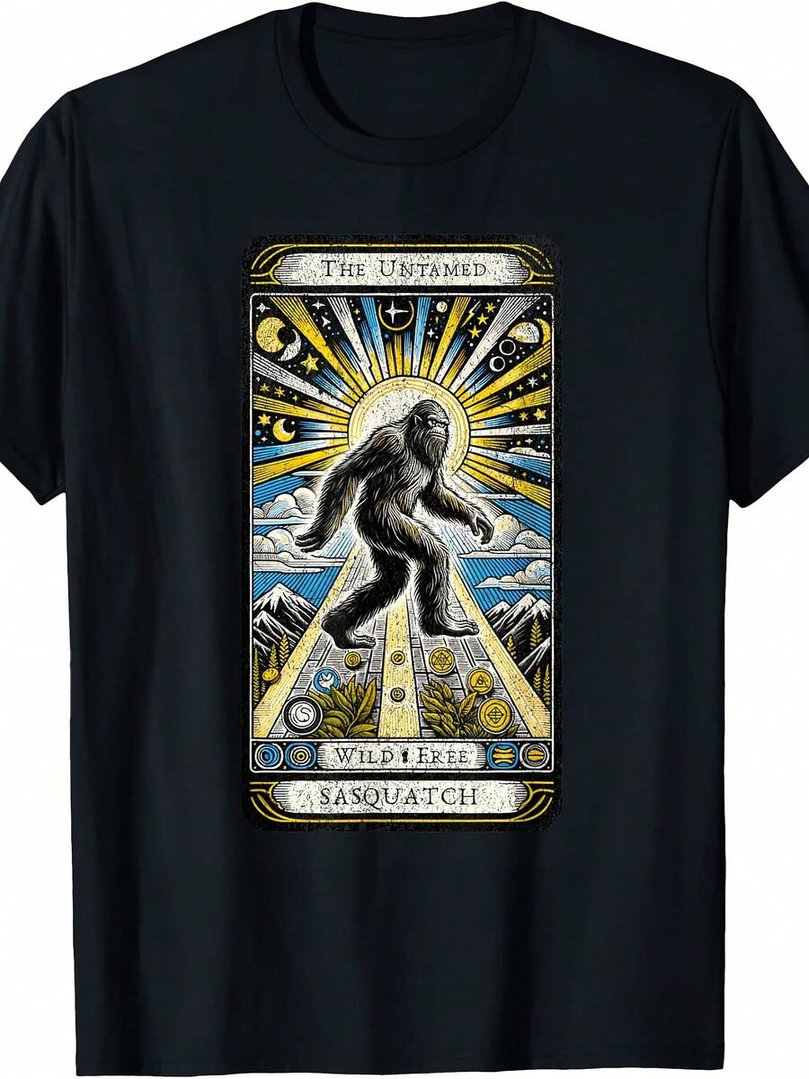 Vintage Bigfoot Tarot Card Funny Sasquatch The Untamed Wild T-Shirt - 款式24 - 查看 1