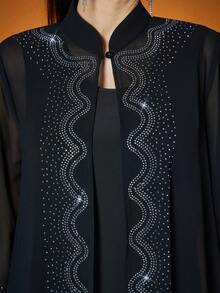 Mgiacy-Pop、新品、开衫、长袖、钻石压花技术、长衬衫（不含内衬） - 黑色 - 查看 6