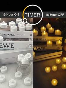 6/12/24支装LED无焰电子蜡烛，带定时器/遥控器，电池供电，许愿蜡烛，茶蜡，LED无焰蜡烛灯，适用于万圣节、情人节、圣诞节、婚礼、求婚、派对、生日、家居装饰、节日氛围蜡烛 - 暖白光 - 查看 10