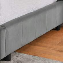 Enkelsäng, hudvänlig sammetsdesign, barnsäng med hög rygg, beige (utan madrass) - Mörkgrå - Visa 10