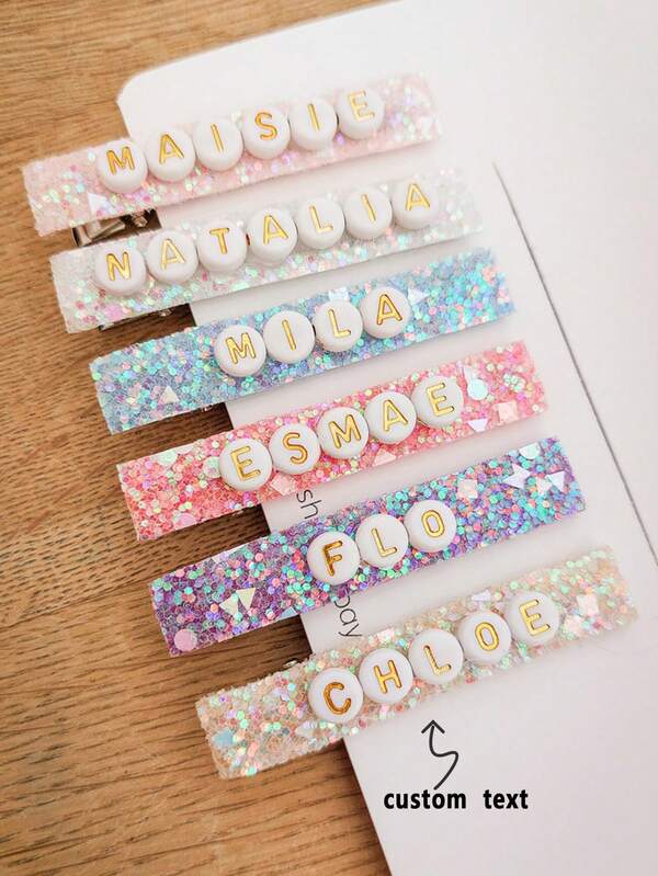 1pc Customized Children's Hair Accessories & Styling Tools, Personalized Name Hair Clips, White/Yellow Bow Hair Clips, Cute Chalkboard Bow Hair Clips, Suitable As Gifts For Friends, Durable & Colorful Butterfly Hair Clips, Adorable, Funny, Kawaii, Y2K Fashion, Unisex, Customized, Unique, Ideal Gift For Boyfriend, Girlfriend, Family, Elegant, Romantic
