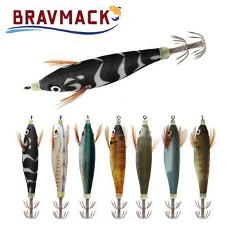 2 件装夜光逼真鱿鱼鱼饵，假章鱼饵，木制虾饵