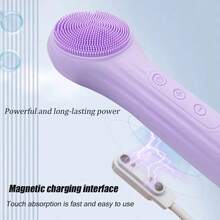 1pc Multi-Functional Electric Facial Cleansing Brush, Magnetic Charging, Smart All-In-One Hot Compress Massager, Ultrasonic Silicone Cleansing Device - Multicolor - View 9