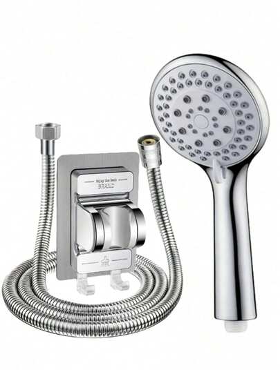 3pcs/Set 5-Setting High Pressure Handheld Shower Head Kit, Multi-Function Bathroom Shower Set, ABS Plastic High Flow Rain Shower Head With 59-Inch Hose And Easy-Install Wall Mount Bracket, Suitable For Wall-Mounted Shower, Modern Bathroom, Outdoor Shower And RV, Ideal For Holiday Gift And Bathroom Renovation