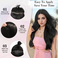 6pcs Clip In Hair Extensions 22Inch Wavy Synthetic Long Hair Extensions For Women Natural Look Thick Volume - Multicolor - View 5