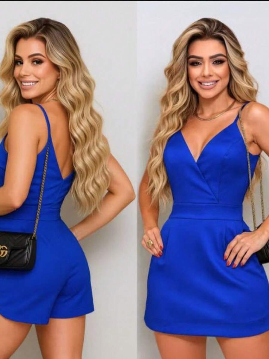WOMEN'S TAILORING OVERALLS, NEW COLLECTION, SHORTS, SKIRT - Royal Blue - View 1