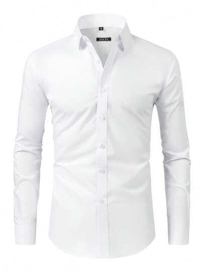 Rand paul Camisa Social Masculina Microelástica para Trabalho e Dia a Dia