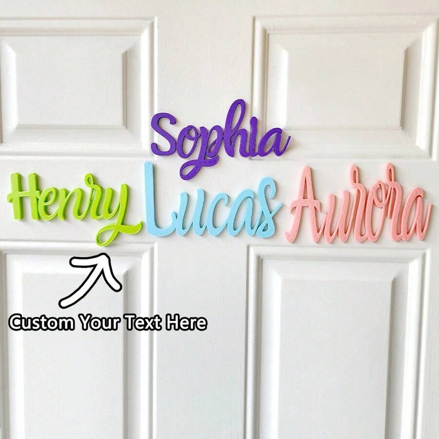 Customized Wooden Door Sign, Customized Name Plate, Customized Name Plate, Personalized Door Plaque, Decorative Boy And Girl Room Sign - Multicolor - View 1