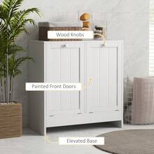 Kleankin Laundry Cabinet, Bathroom Cabinet With 2 Tilt-Out Hampers, Modern Laundry Storage Cabinet For Washroom, White - trắng - Xem 4