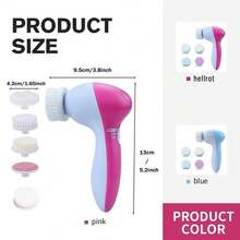五合一电动洁面刷，SPA级护肤按摩器，黑头去除清洁工具 - 彩色 - 查看 5