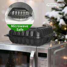 Lunch Box Is Reusable [48 Sets, Black 3 Compartments], Plastic Food Preparation Container, Made Of PP Material, Reusable, Can Be Put In Dishwasher, Microwave Oven & Freezer, Suitable For Food Preparation, Christmas Parties, Halloween Events, Gifts, Kitchen. - 規格 - 查看 2