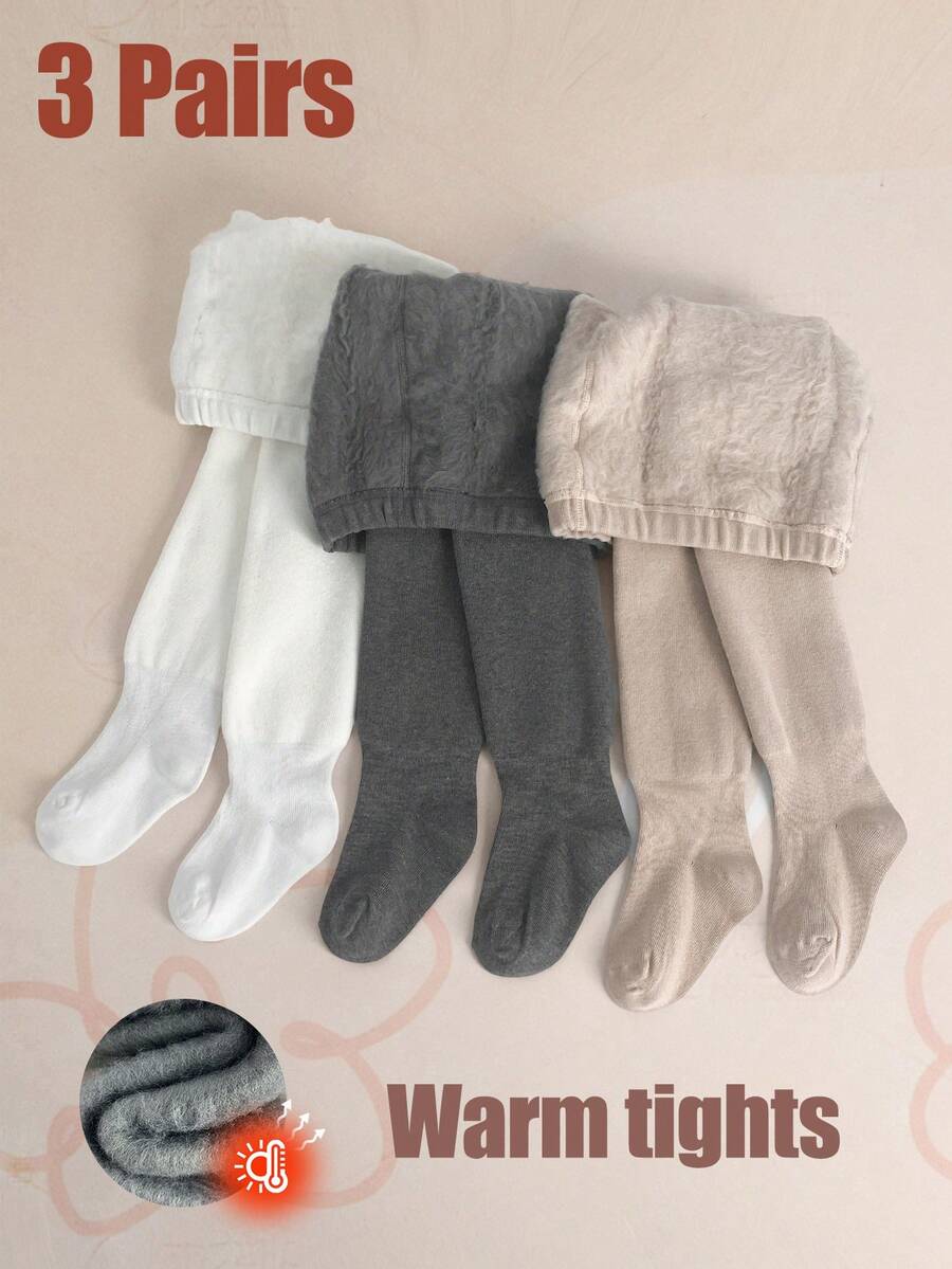 3条装女童冬季打底裤，儿童紧身裤，保暖内衬，简约休闲百搭，适合日常穿着