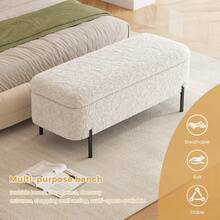 Guyii 47.24" Beige Storage Ottoman Bench, Extra-Large Upholstered Long Bench, Modern Bedroom Footrest, Soft Cushioned Seat For Entryway, Bedroom, Closet, Living Room - Màu be - Xem 7