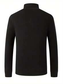 GRDR 男士休闲半高领长袖T恤，适合日常穿着和休闲通勤 - 黑色 - 查看 4