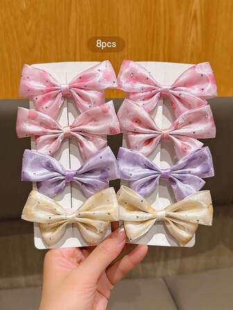 8 件可爱蝴蝶结发夹，价格实惠的发饰，适合日常使用