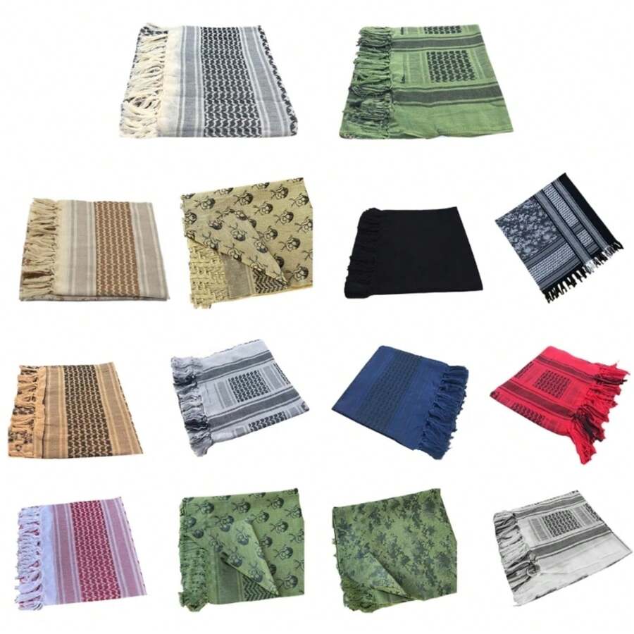 Shemagh militar único, turbante árabe para hombres, turbante árabe, bufanda keffiyeh musulmana - Blanco y Negro - Ver 1