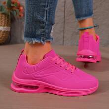 Women's Fashion Air Cushion Lace-Up Versatile Running Shoes, Casual Sneakers, Matching Couple Outdoor Running Shoes - Hot Pink - View 6