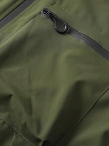 Completo da uomo per esterni, top con design a contrasto di colore per moda, cappuccio aggiunge un tocco casual; pantaloni con tasche multiple per praticità, orlo alla caviglia per un aspetto ordinato. Indossabilità complessivamente comoda, adatta per pendolarismo quotidiano o attività all'aperto leggere, per ottenere facilmente uno stile sportivo - Verde militare - Visualizzare 8