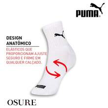 Kit 6 Pairs Puma Mid-High Socks Original Cotton - 2 Pretas 2 Brancas 2 Cinzas - Xem 4