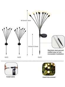 1/2 paquetes de luces solares para jardín, luces solares exteriores de 6/8/10 LED, luces decorativas exteriores, luces solares oscilantes, luces de luciérnagas para patio, camino y decoración exterior, luces solares oscilantes de bombilla grande