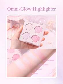 Dasique 2-In-1 Mermaid Shell Highlighter Eyeshadow Palette, Long-Lasting Shimmer, Brightens Complexion, Non-Clumping, Pink Highlighter, Suitable For Graduation, Birthday, Holidays, Y2K Style, Women's Makeup Brand, Beauty Party, Holiday Decor, Gifts, Rose Girl Cosplay, Best Color Charm, Back To School, Christmas Gift, For Women - #01 Twinkle Mermaid - 查看 7