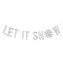 Glitter Garland Winter Banner With Snowflakes Holiday Wall Decoration Christmas Frozen Party Supplies - 銀色 - 查看 2