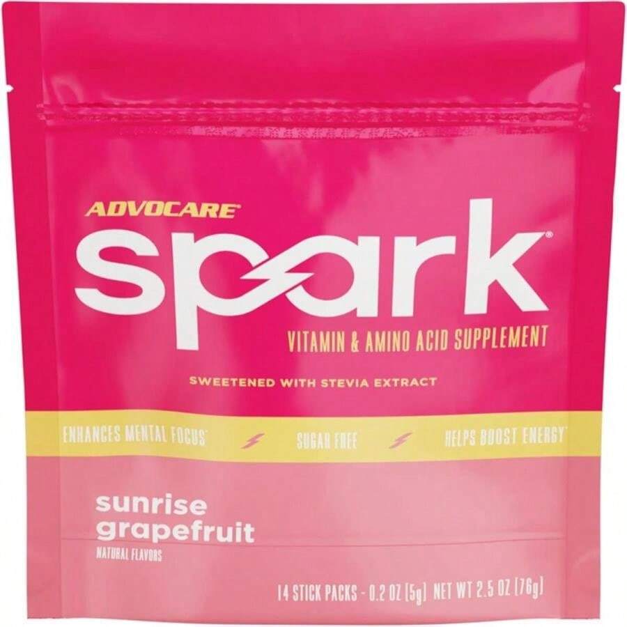 AdvoCare Spark Vitamin &Amp; Amino Acid Supplement - Focus &Amp; Energy Drink Powder Mix With Vitamin A, B-6, C &Amp; E - Also Includes L-Carnitine &Amp; L-Tyrosine - Fruit Punch, 14 Stick Packs - Flavor NameN - 查看 1